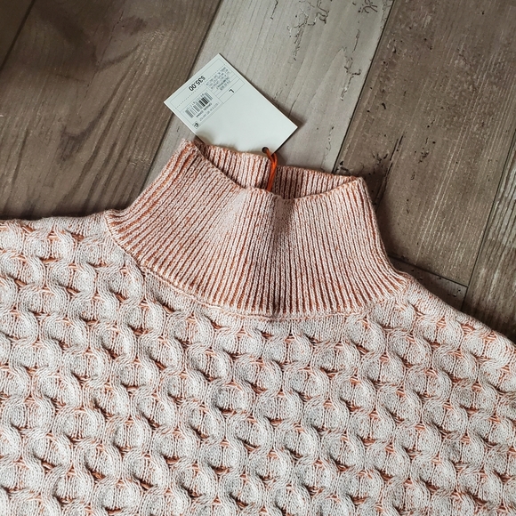 NWT Knox Rose Peach and Cream Oversized Mock Turtleneck Knit Sweater - Picture 14 of 16